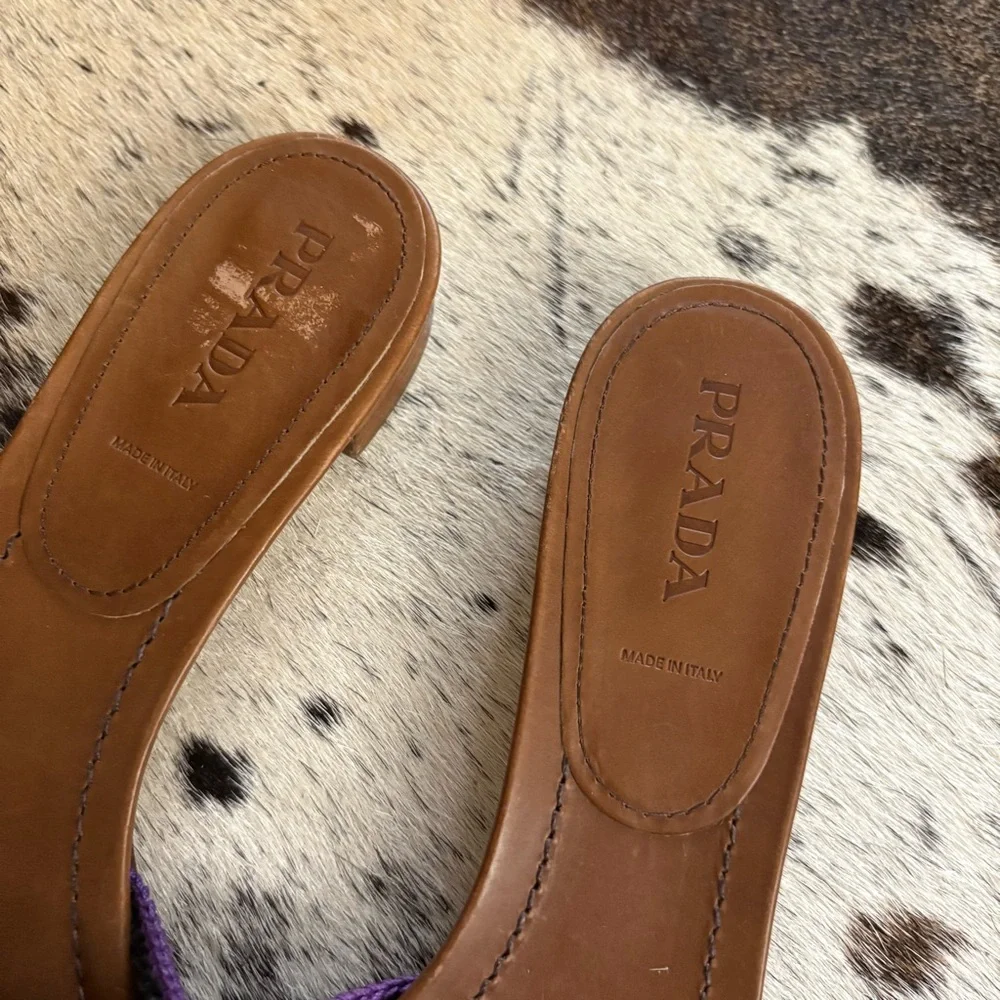 PRADA Green Suede Leather Slides Sandals Size 40 NWOT - Picture 2 of 7